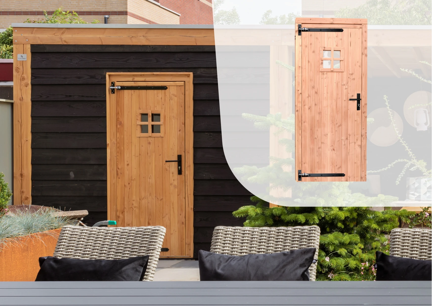 Douglas Enkele Deur Zwart Beslag 1-Ruits Linksdraaiend - Afbeelding 4